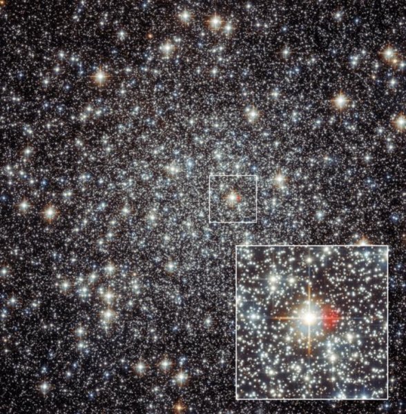Near the centre of the globular cluster Messier 22, the team of scientists discovered the remains of a nova. Credit: ESA/Hubble and NASA, F GÃ¶ttgens (IAG)