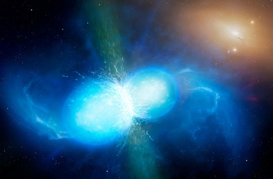 Artistâ€™s impression of merging neutron stars. Credit: University of Warwick/Mark Garlick