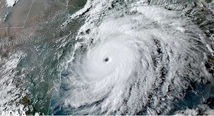 NOAA's GOES-East satellite captured this image of Hurricane Laura on August 26, 2020 as it approached the Gulf Coast.  Credit: NOAA