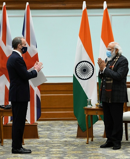 UK Foreign Secretary Dominic Raab meets PM Modi in New Delhi